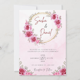Rosa Guld fritt Bröllop Inbjudningar