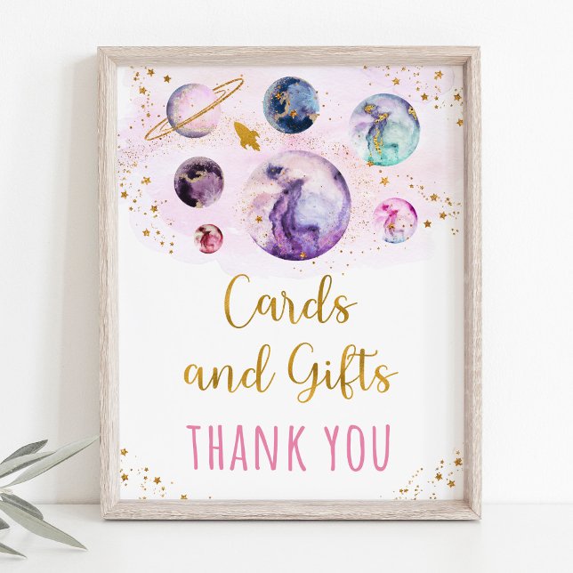Rosa Guld Galaxy Space Gifts Birthday Sign Poster (Skapare uppladdad)