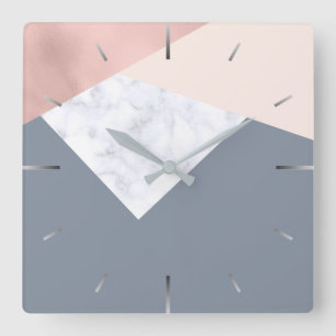 rosa guld- geometrisk grå färgbeige för elegant fyrkantig klocka