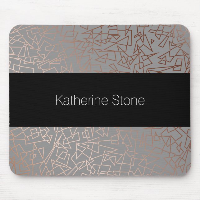 Rosa guld- geometriska mönstergrå färg för elegant musmatta (Framsidan)