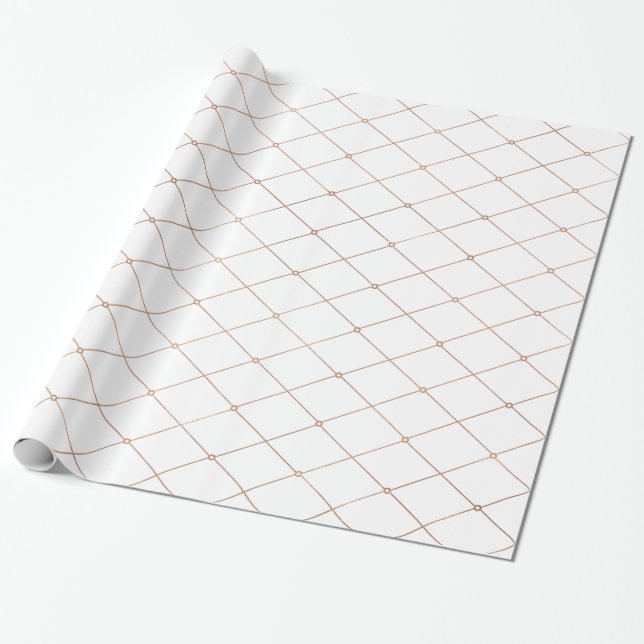 Rosa guld- geometriskt diamantmönster presentpapper (Utrullad)