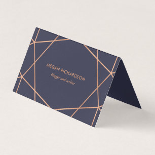 Rosa guld- geometriskt för modern Faux på midnat Visitkort