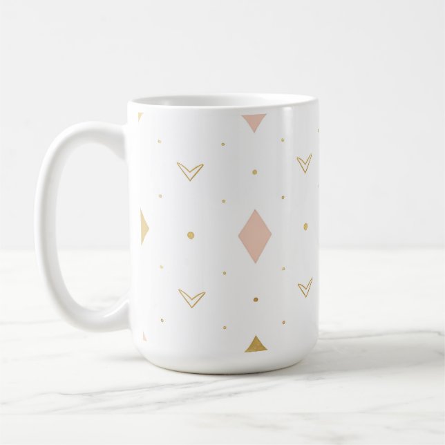 Rosa Guld Geometriskt Mönster Kaffemugg (Vänster)