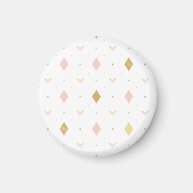 Rosa Guld Geometriskt Mönster Magnet (Framsidan)