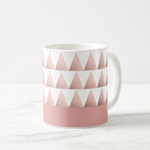 rosa guld- geometriskt triangelmönster för faux kaffemugg