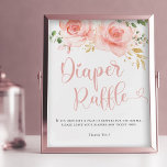 Rosa & Guld Girl Diaper Raffle Sign Fototryck<br><div class="desc">Ett svenskt Flicka är på väg! Gratulerar till att ditt nya gungpaket kommer att komma, med min chic och rosa blommigt babydusch, blöjande raffelskylt. Med vackra och rosa vattenfärgblommor. Anpassa den glatta inbjudan med dina party-detaljer enkelt och snabbt. Tryck på knappen Anpassa om du vill ändra ordning på och formatera...</div>