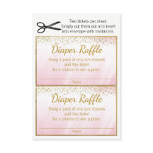 Rosa Guld Girls Diaper Raffle Biljett