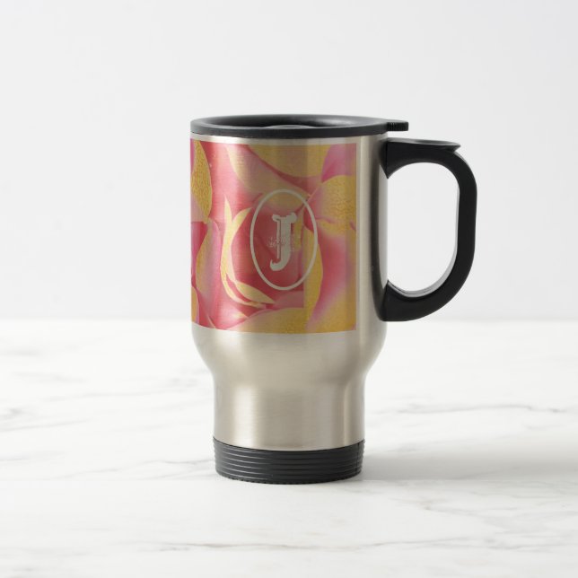 Rosa Guld Girly Elegant Blommigt Monogram Resemugg (Höger)