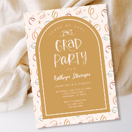 Rosa Guld Girly Hand plockade Confetti Grad Party Inbjudningar