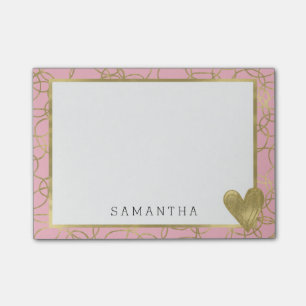 Rosa guld- Glam cirklar med hjärtapersonlig Post-it Block