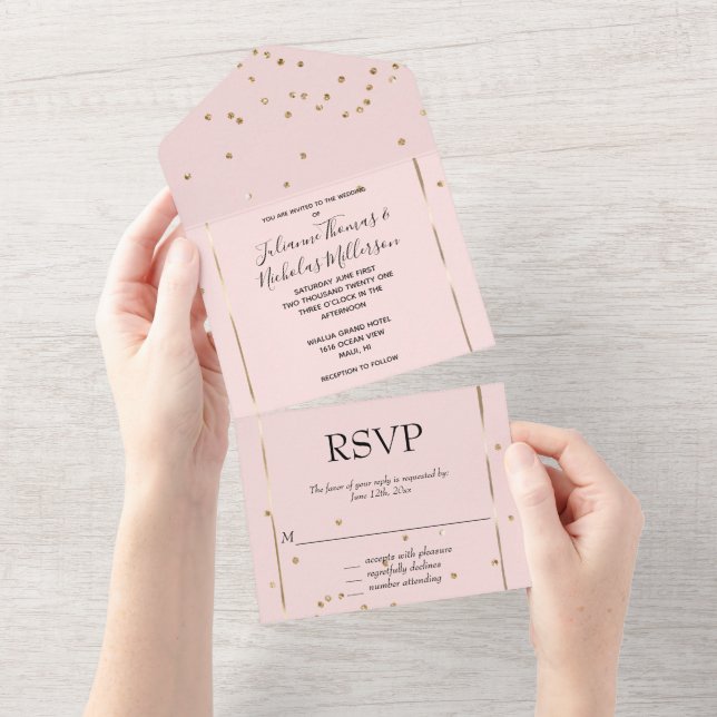  Rosa Guld Glam Confetti Bröllop (Avrivbar del)