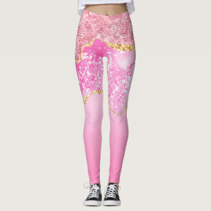 Rosa Guld Glam Glitter Bling Trendig Leggings