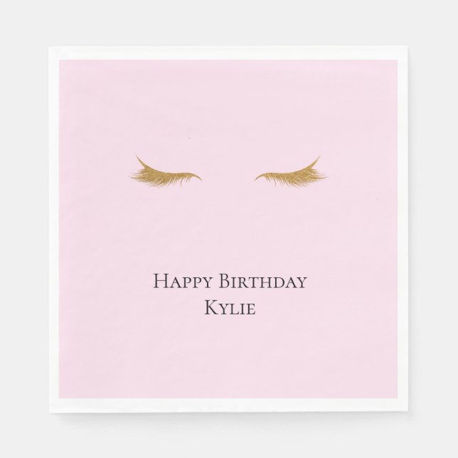 Rosa Guld Glam Glitter Eyelash Pappersservett (Framsidan)