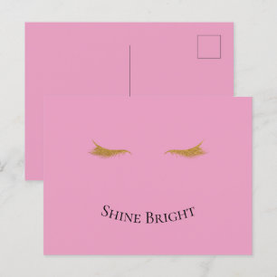 Rosa Guld Glam Glitter Eyelash Vykort