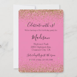 Rosa Guld Glam Glitzy Gnistra Glitter Inbjudningar