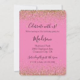 Rosa Guld Glam Glitzy Gnistra Glitter Inbjudningar