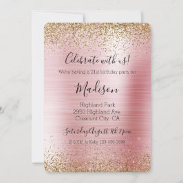  Rosa Guld Glam Glitzy Gnistra Glitter Inbjudningar