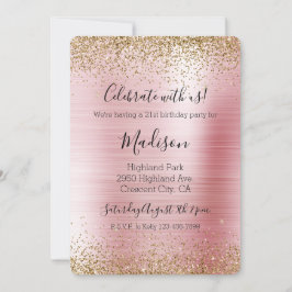 Rosa Guld Glam Glitzy Gnistra Glitter Inbjudningar