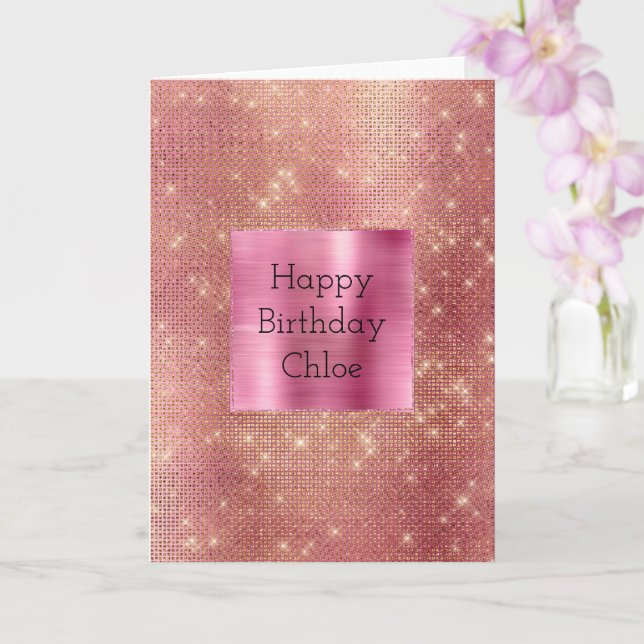 Rosa Guld Glam Gnistra Kort (Orkide)