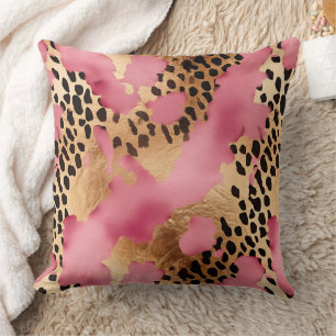 Rosa Guld Glam Leopard Kudde