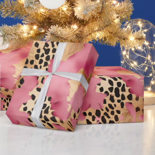 Rosa Guld Glam Leopard Presentpapper
