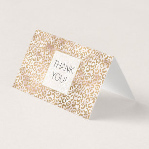 Rosa Guld Glam Leopard Skriv ut tack Kort