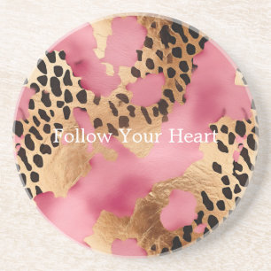 Rosa Guld Glam Leopard Underlägg