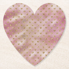 Rosa Guld Glam Ombre Guld Glitter Hearts Underlägg Papper