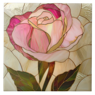 Rosa Guld, glasmosaik, Ro blomma Kakelplatta