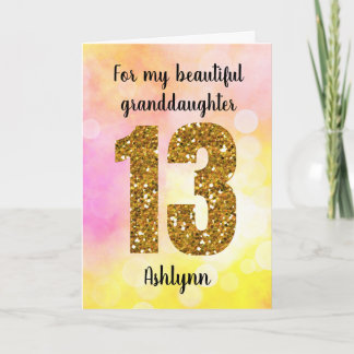 Rosa Guld Glitter 13-årsdag Baddräkt För Dotterdot Kort