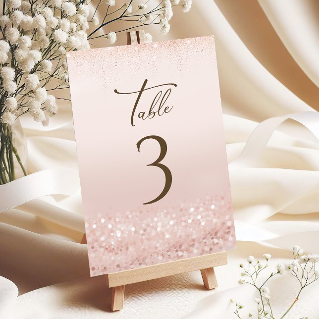 Rosa Guld Glitter 60-årsdag Bordnummer OSA Kort (Rose Gold Glitter 60th Birthday Table Numbers)
