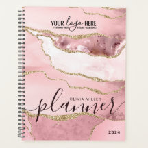  Rosa Guld Glitter Agate Business Logotyp 2024