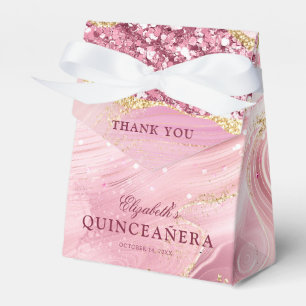 Rosa Guld Glitter Agate Marble 15th Quinceañera Presentaskar
