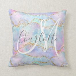 rosa guld glitter-agate monogram kudde