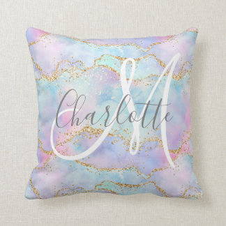  rosa guld glitter-agate monogram  kudde