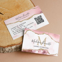 Rosa Guld Glitter Agate Monogram QR-kod