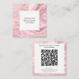 Rosa & Guld Glitter Agate Qr Code Modern unik Fyrkantigt Visitkort