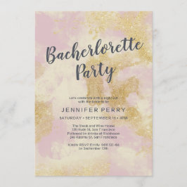 Rosa guld glitter Bachelorette-partiets inbjudan