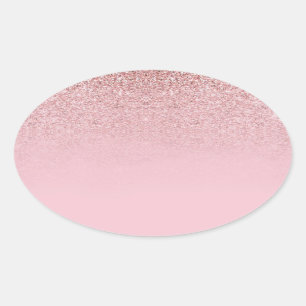 Rosa Guld Glitter Blank Mall Modern Elegant Ovalt Klistermärke