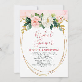 Rosa Guld Glitter Blommigt Möhippa Inbjudningar