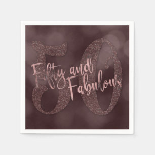 Rosa guld- glitter & Bokeh 50 & sagolik typografi Pappersservett