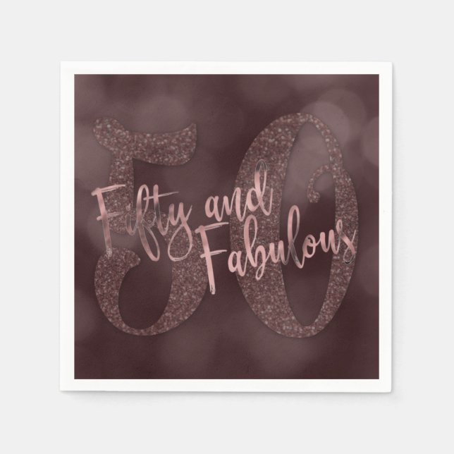 Rosa guld- glitter & Bokeh 50 & sagolik typografi Pappersservett (Framsidan)
