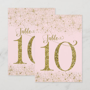 Rosa Guld Glitter Bordskort Nummer 10