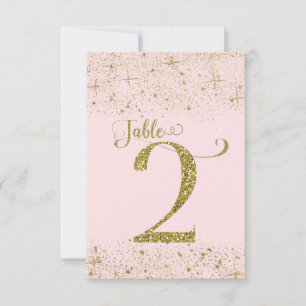 Rosa guld glitter bordskort nummer 2