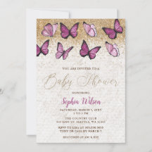 Rosa Guld Glitter Butterfly Baby Shower