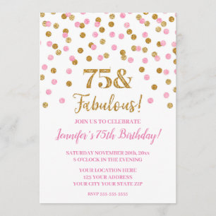 Rosa Guld Glitter Confetti 75 och Fabulous Inbjudningar