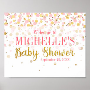 Rosa Guld Glitter Confetti Välkomstbabyskor för Poster