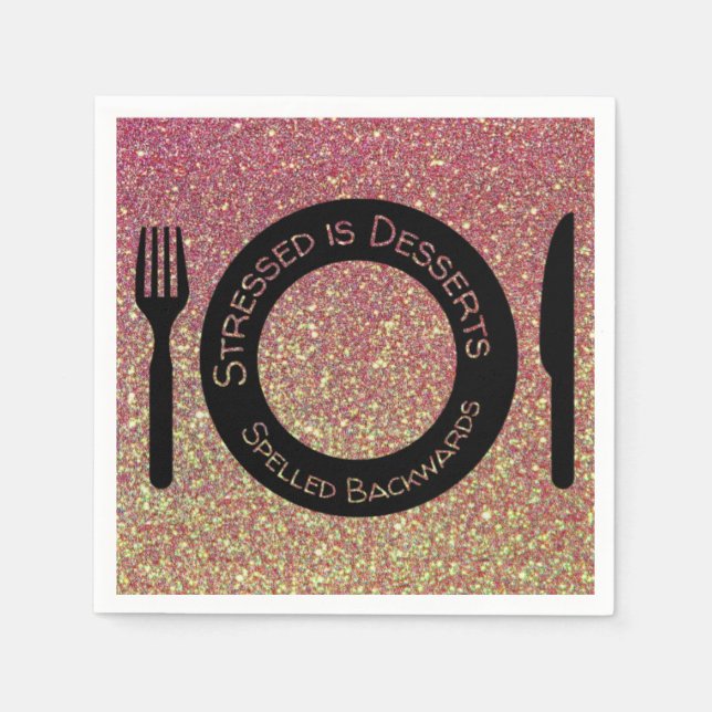 Rosa Guld Glitter Desserts Quote Pappra blöjor Pappersservett (Framsidan)