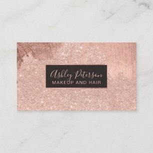 Rosa guld- glitter dryper hårmakeuptypografi visitkort