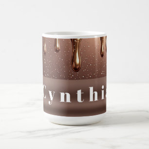 🌸 Rosa Guld Glitter Elegant Anpassad Hemstil 🌸 Kaffemugg